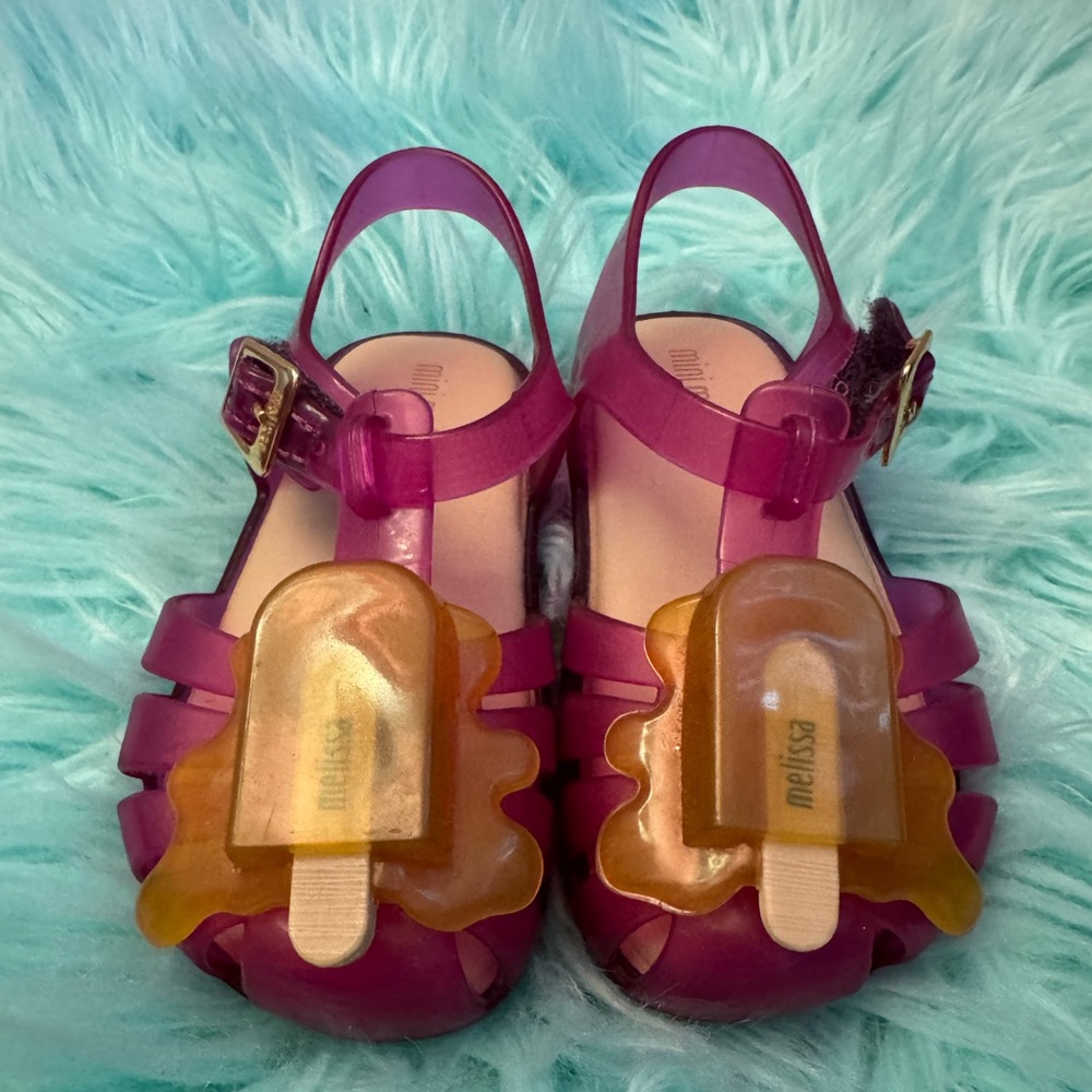 Mini Melissa Aranha VIII Popsicle-Themed Sandals, Toddler 7, Pink & Yellow